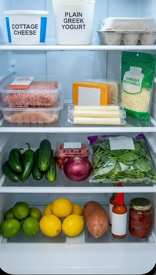 Phone camera view of an open fridge being scanned